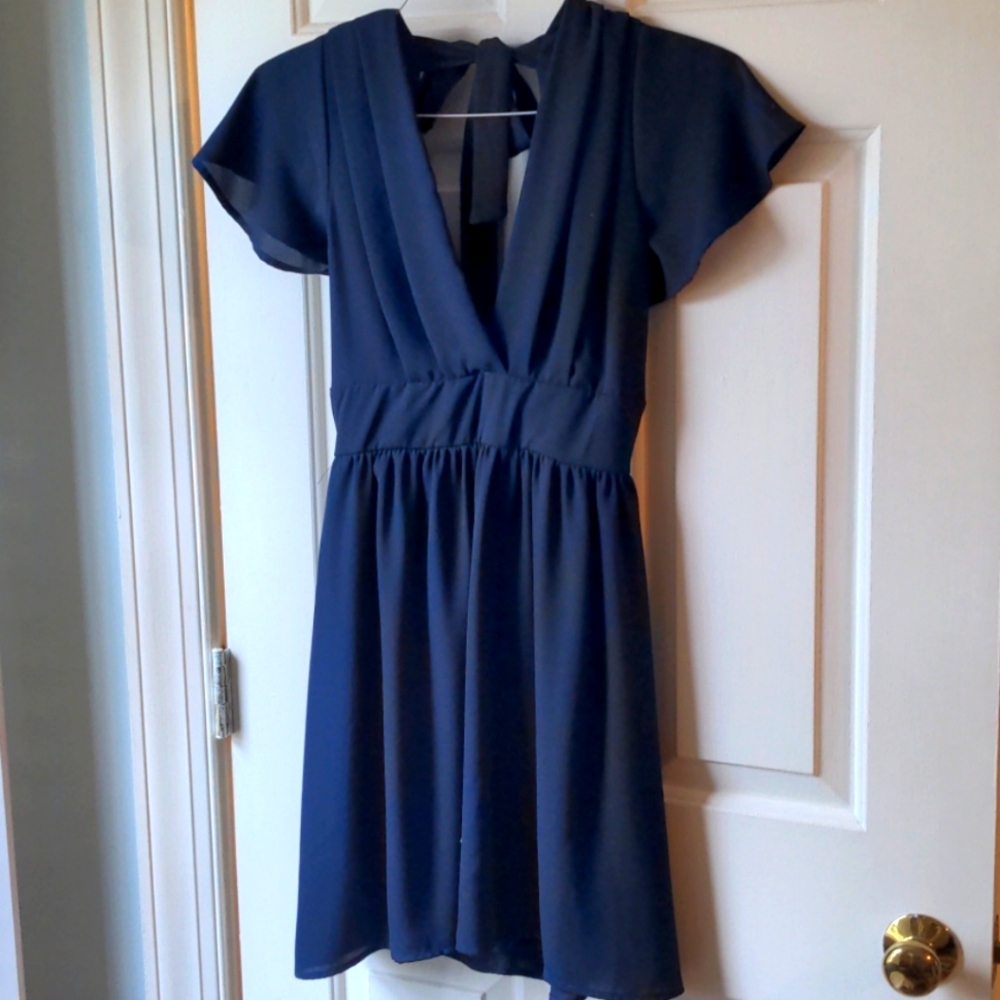Flutter sleeve open back dress